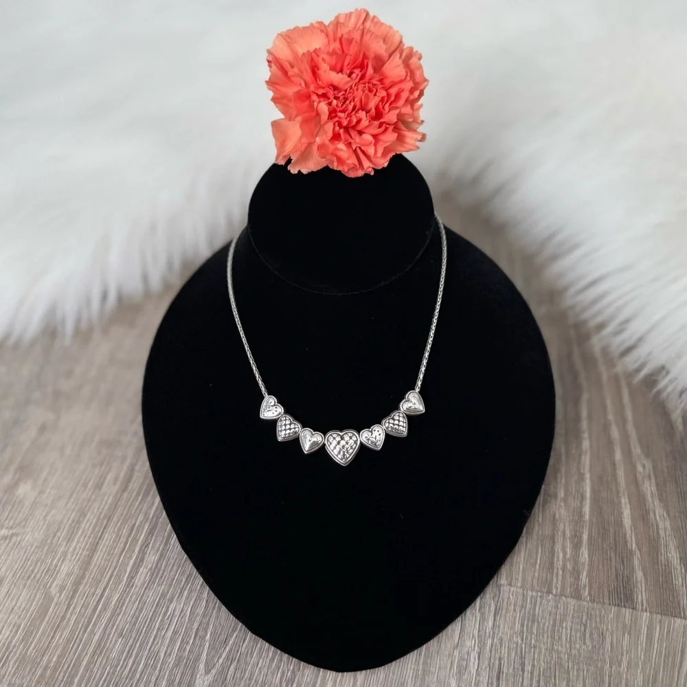 💓BRIGHTON “Enchanted Hearts” Reversible Sliding Hearts Necklace Retired Vintage - Picture 3 of 6